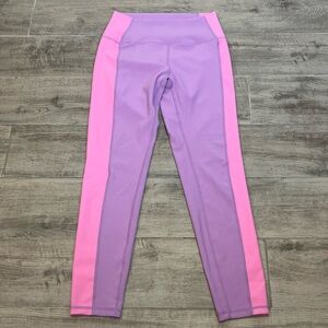 WILO The Label Women Color Block Ribbed Legging Pink Lavender Purple Size Medium
